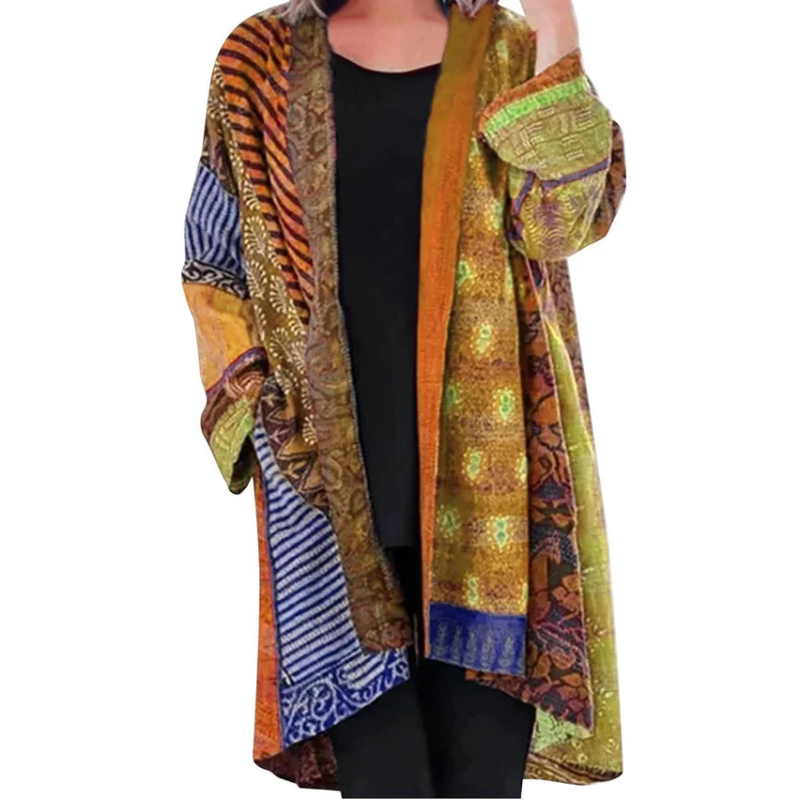 WW | Strickjacke Bunt Offene Vorderseite Übergroße Strickjacke Damenbekleidung