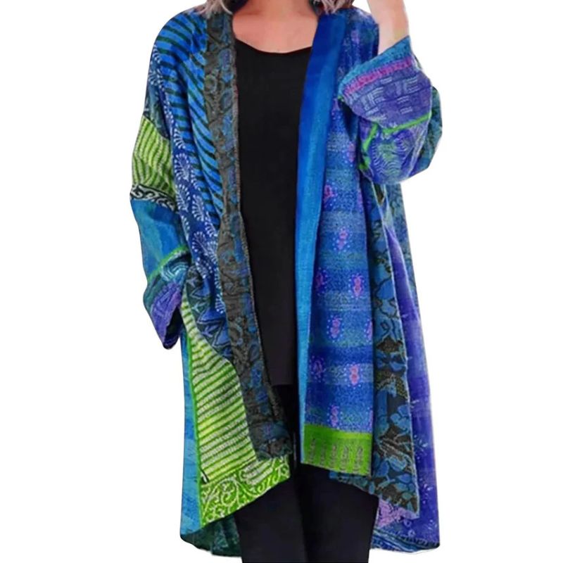 WW | Strickjacke Bunt Offene Vorderseite Übergroße Strickjacke Damenbekleidung