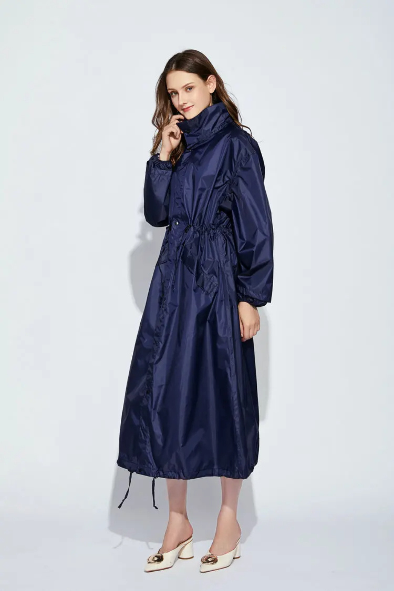 WW | Regenmantel Kapuze Taillenkordel Regenmantel Damen Wasserdichter Mantel