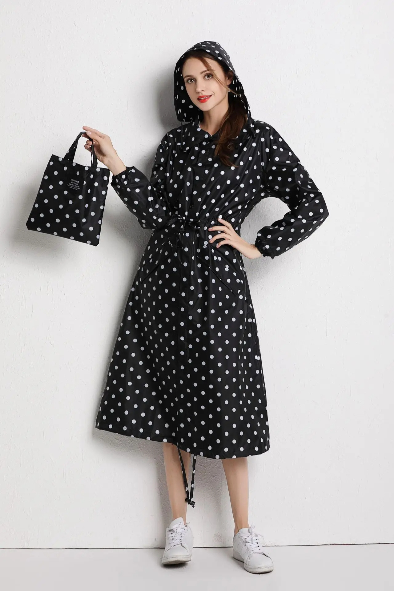 WW | Regenmantel Kapuze Taillenkordel Regenmantel Damen Wasserdichter Mantel