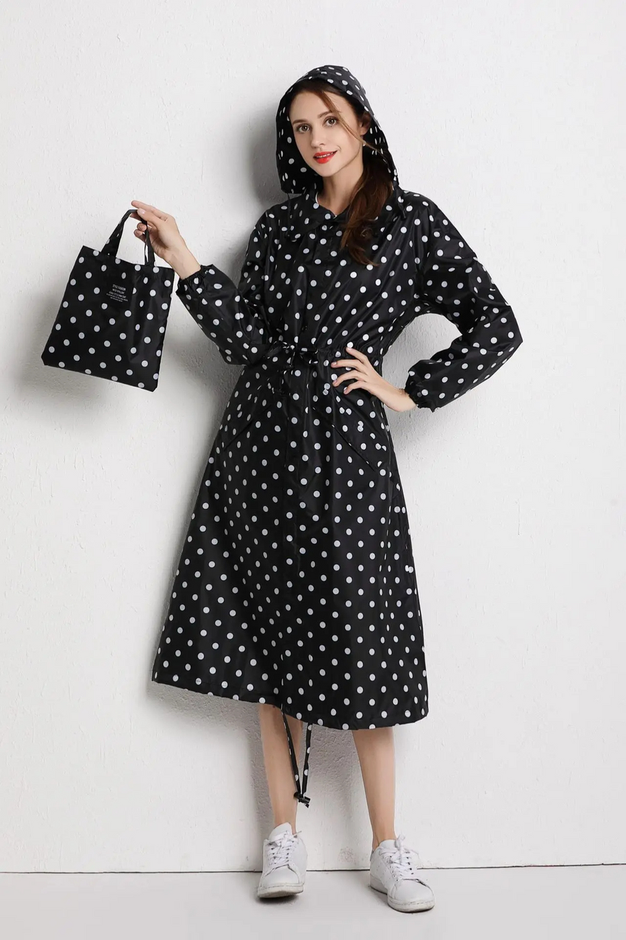 WW | Regenmantel Kapuze Taillenkordel Regenmantel Damen Wasserdichter Mantel