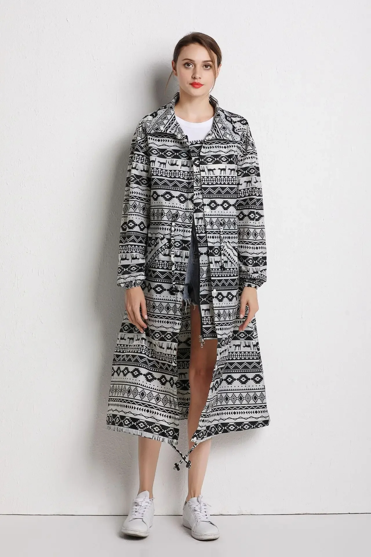 WW | Regenmantel Kapuze Taillenkordel Regenmantel Damen Wasserdichter Mantel