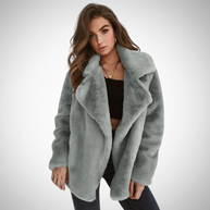 WW | Damen Teddy Jacke mit Langen Ärmeln und Breitem Reverskragen