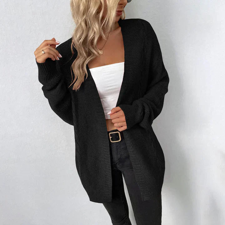 WW | Langer Weicher Strickmantel Mit Taschen Für Damen
