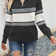 WW | Zipper-Kragen-Pullover Für Mühelose Modernen Touch Für Frauen