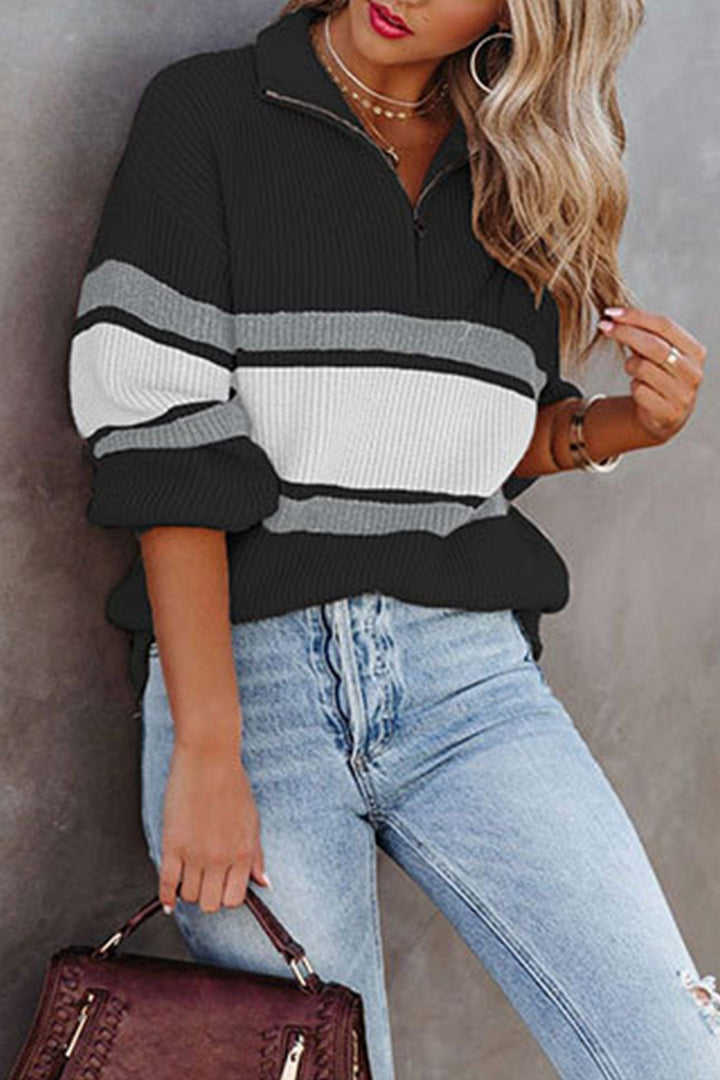 W&W Mode | Zipper-Kragen-Pullover Für Mühelose Modernen Touch Für Frauen