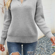 WW | Zipper-Kragen-Pullover Für Mühelose Modernen Touch Für Frauen
