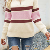 WW | Zipper-Kragen-Pullover Für Mühelose Modernen Touch Für Frauen