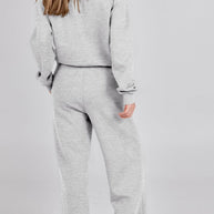 WW | Langes Hosen-Set mit weitem Bein und Revers-Reißverschluss-Sweatshirt