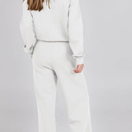 WW | Langes Hosen-Set mit weitem Bein und Revers-Reißverschluss-Sweatshirt