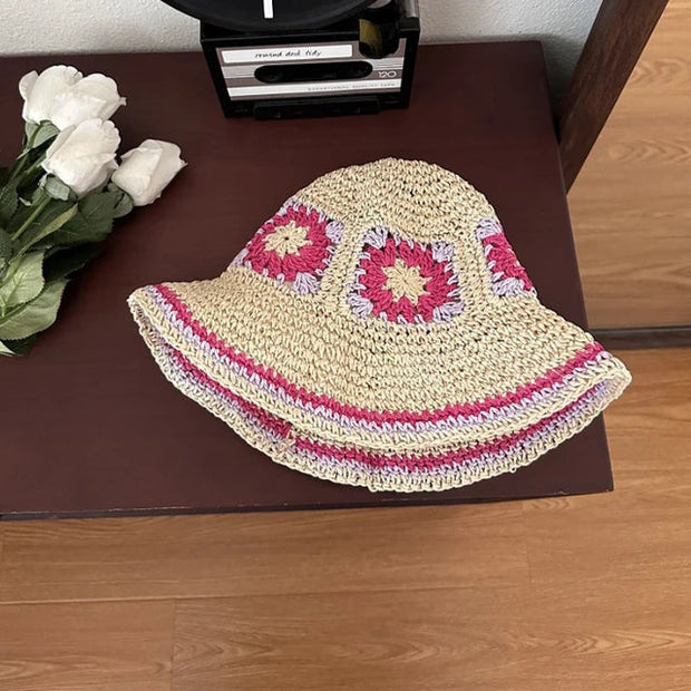 Fischerhut aus Stroh mit großer Krempe für Damen