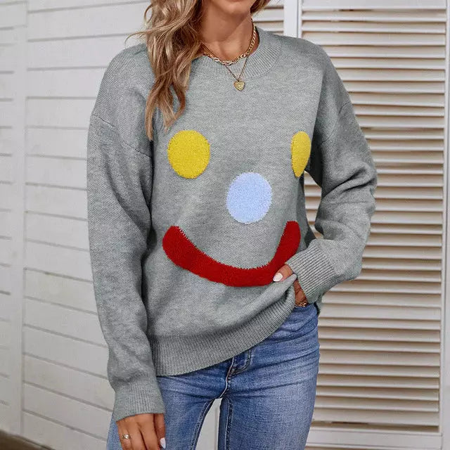WW | Lässiger Strickpullover Mit Smiley