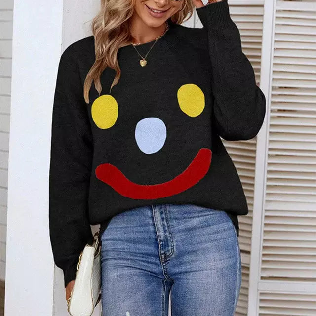 WW | Lässiger Strickpullover Mit Smiley