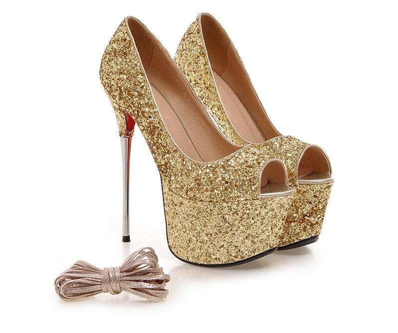 WW | Peep Toe Bling Bling Plattform High Heels Stiletto