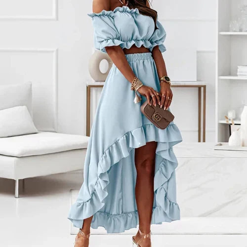 W&W Mode | Elegantes Rüschenset Kleid