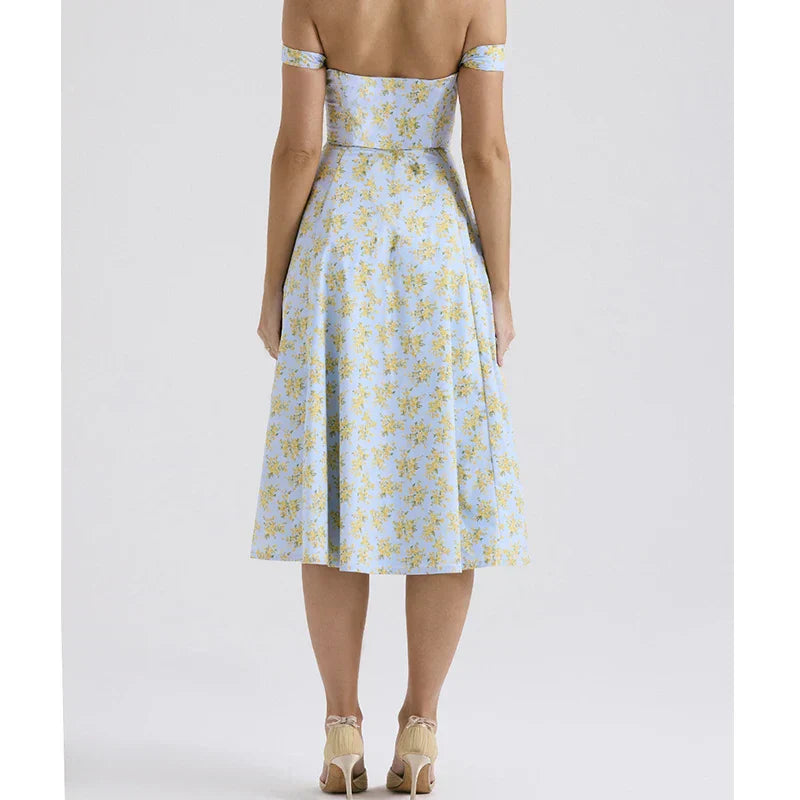 WW | Blumen Korsett Midi Kleid