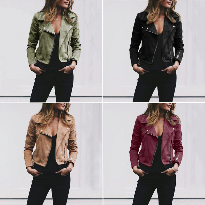 W&W Mode - Reißverschluss aus Wildleder für Frauen - Biker Jacke