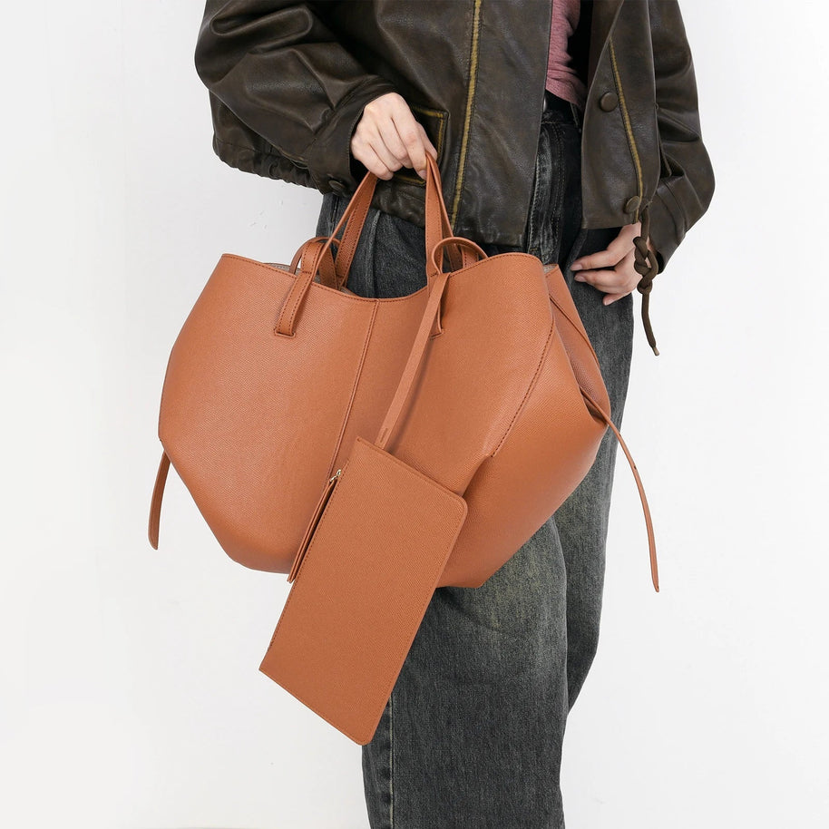 WW | Vintage Kunstleder Schultertasche Große Tragetasche