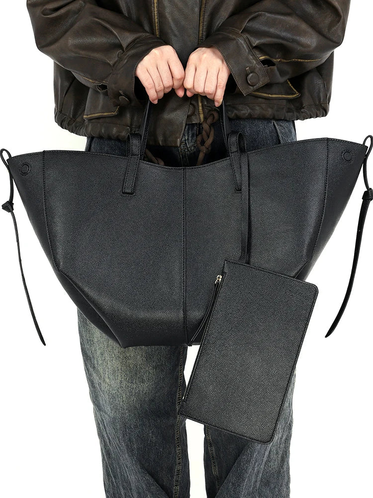 WW | Vintage Kunstleder Schultertasche Große Tragetasche