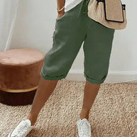 WW | Shorts Kordelzug Loose Fit Capri Hosen Damen Shorts