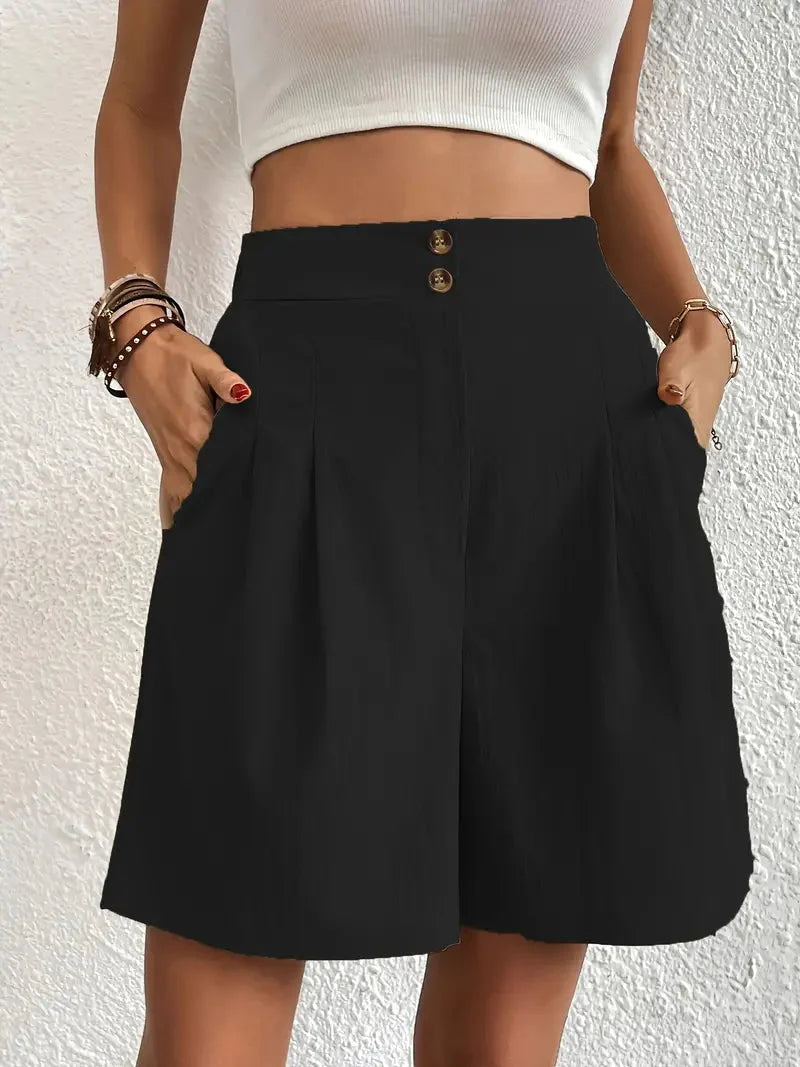 WW | Shorts, schräge Taschen, hohe Taille, Damenshorts, Sommerkleidung