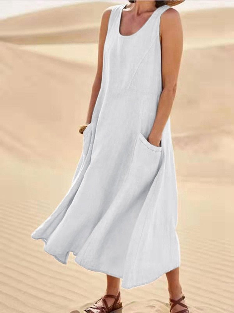 WW | Lockere Passform Ärmellos Fließendes Kleid Sommerkleid