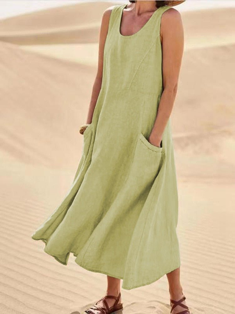 WW | Lockere Passform Ärmellos Fließendes Kleid Sommerkleid