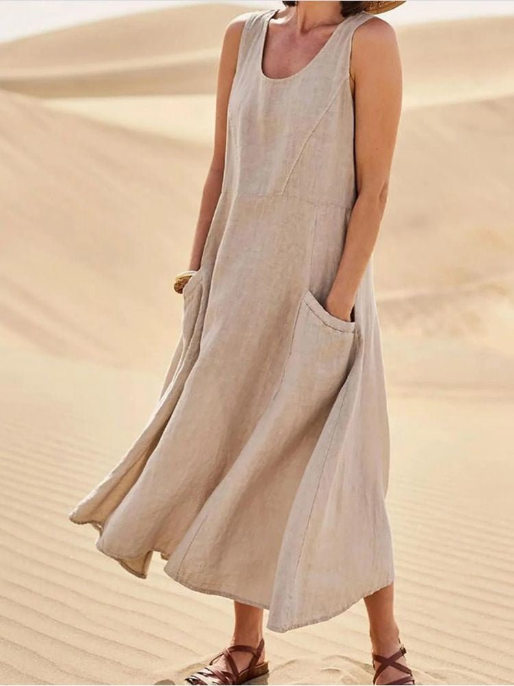 WW | Lockere Passform Ärmellos Fließendes Kleid Sommerkleid