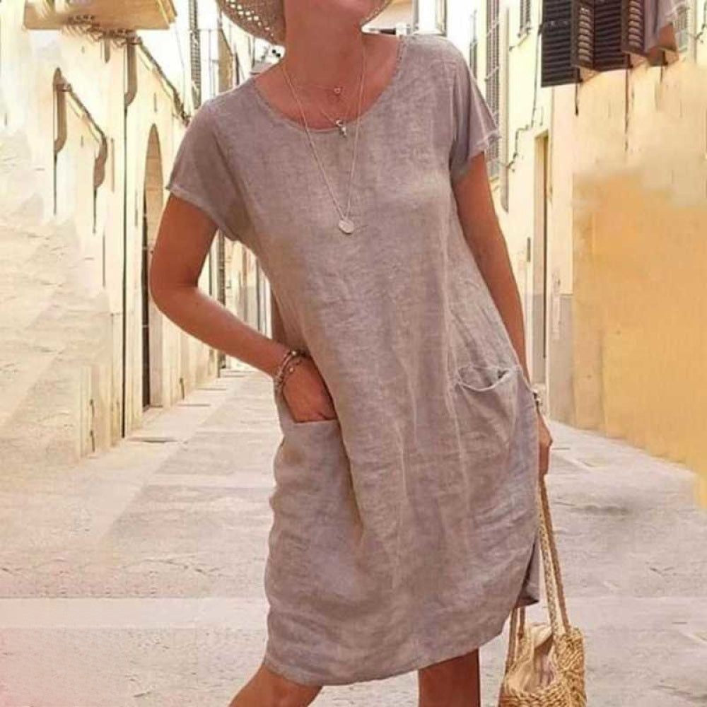 W&W Mode | Lässiges Leinenkleid Für Frauen