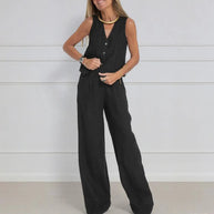 WW | Ärmellose Leinenweste und Weite Hose für Damen