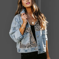 – Leoparden-Denim-Jacke