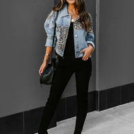– Leoparden-Denim-Jacke