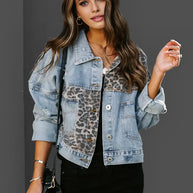 – Leoparden-Denim-Jacke