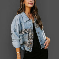 – Leoparden-Denim-Jacke