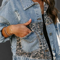 – Leoparden-Denim-Jacke