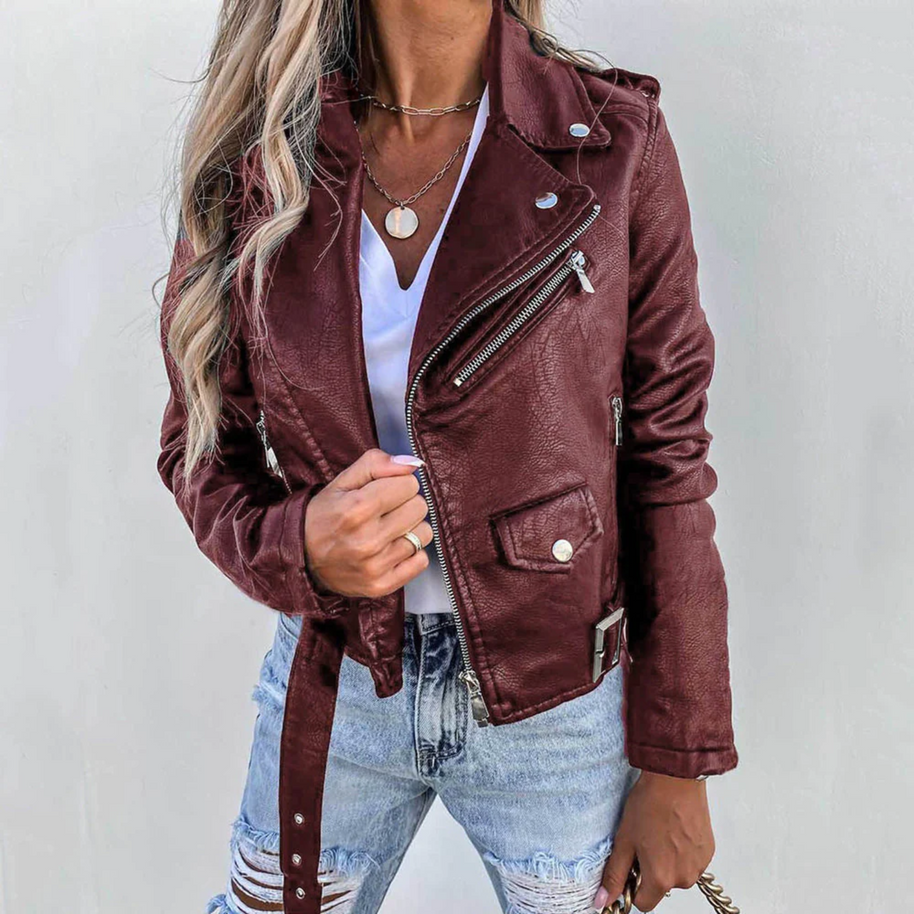WW Enganliegende Lederjacke Für Damen | Perfekt Für Legere Tage
