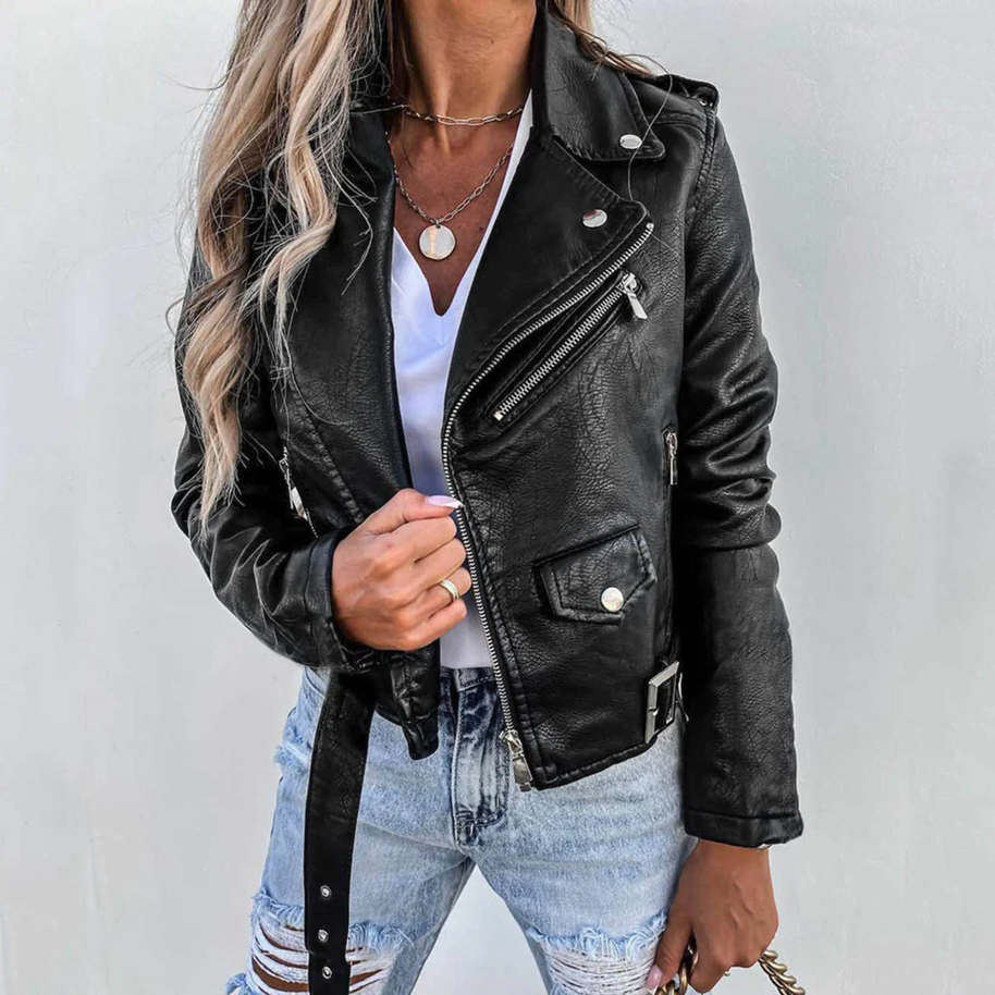 WW Enganliegende Lederjacke Für Damen | Perfekt Für Legere Tage