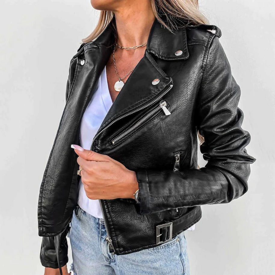 WW Enganliegende Lederjacke Für Damen | Perfekt Für Legere Tage