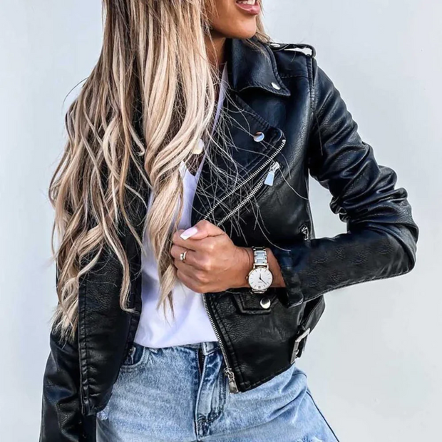 WW Enganliegende Lederjacke Für Damen | Perfekt Für Legere Tage