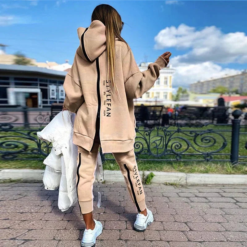 WW | Buchstabenprint Lange Sweatpants Herbstmode Lässiger Lockere Anzug 2 Stk Lauf Jogginganzug Frauen Fitness Kleidung