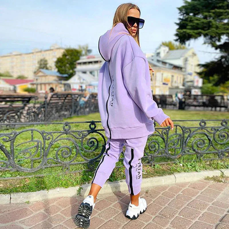 WW | Buchstabenprint Lange Sweatpants Herbstmode Lässiger Lockere Anzug 2 Stk Lauf Jogginganzug Frauen Fitness Kleidung