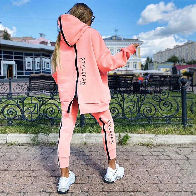 WW | Buchstabenprint Lange Sweatpants Herbstmode Lässiger Lockere Anzug 2 Stk Lauf Jogginganzug Frauen Fitness Kleidung