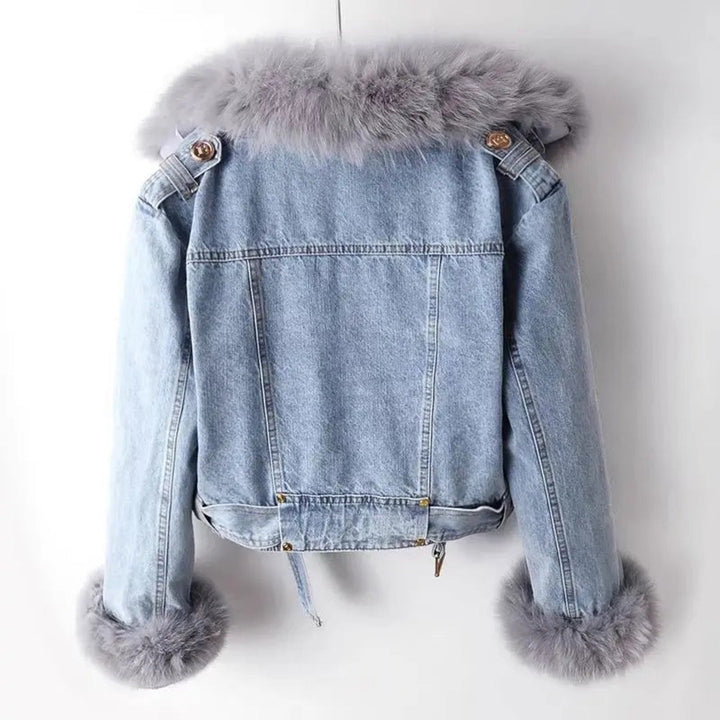 LUNA'sDenim: Jeansjacke mit Flauschigem Kragen