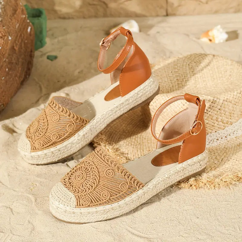 W&W Mode | Modische Flache Sandalen mit Schnürsenkeln und Schnallenriemen für Komfort