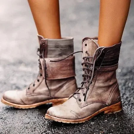 WW | Stylische Damen Leder Stiefeletten