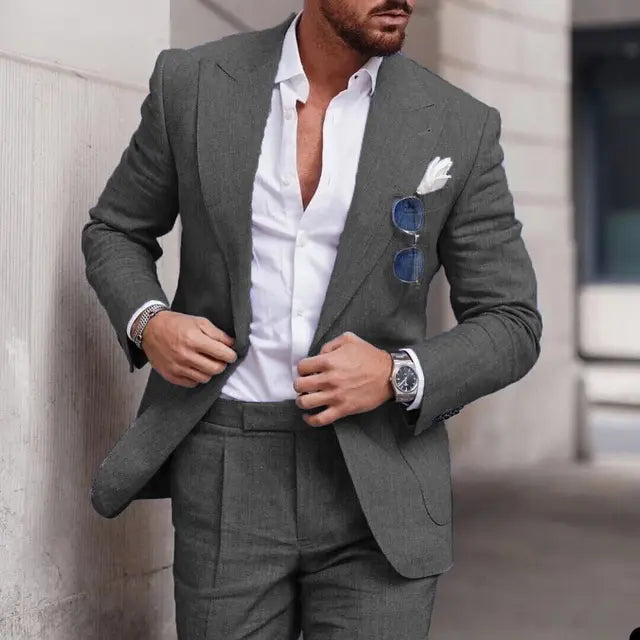 W&W Mode | Einfacher Business Blazer Und Hose Satz Für Herren
