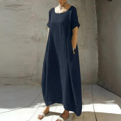 W&W Mode | Weites Modell Baumwolle Maxikleid Sommerkleid