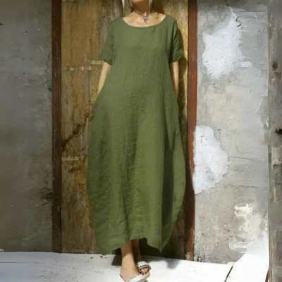 W&W Mode | Weites Modell Baumwolle Maxikleid Sommerkleid