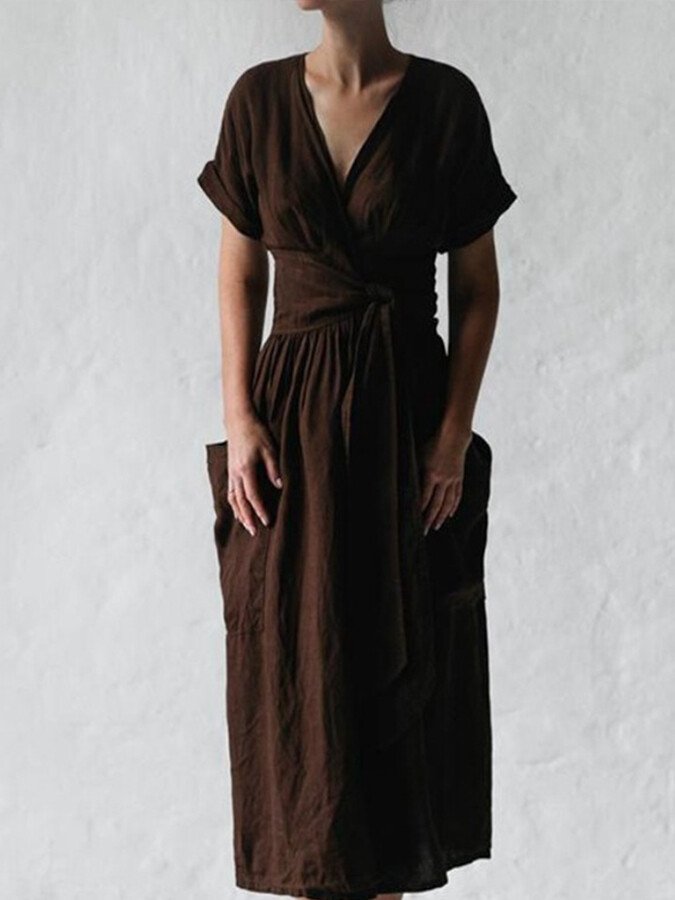 Damen Wickelkleid aus Leinen