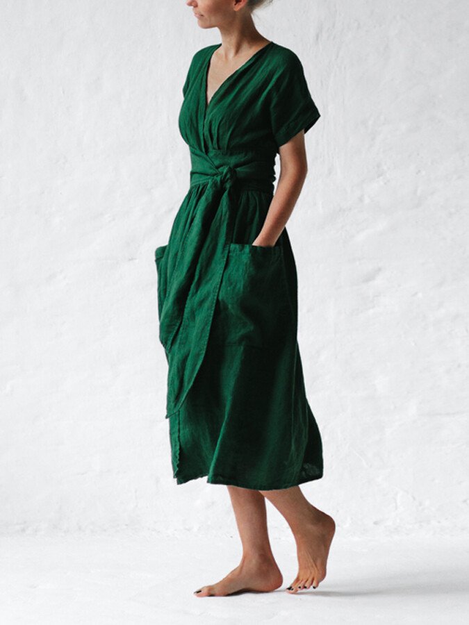 Damen Wickelkleid aus Leinen